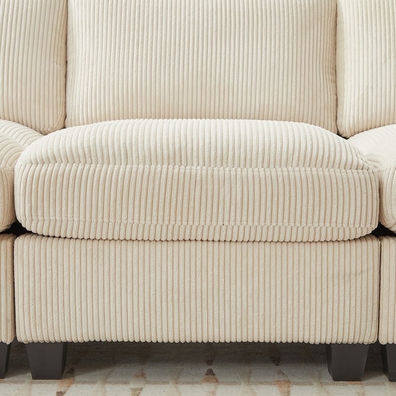Modern Couduroy Modular Sectional Sofa Couch with Ottoman for Living Room