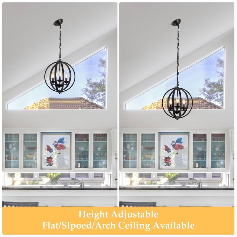 3-Light Farmhouse Globe Chandelier for Dining Room Kitchen Island