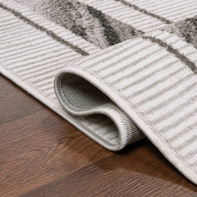 JONATHAN Y Draper Classic Border Marble Pattern High-Low Rug