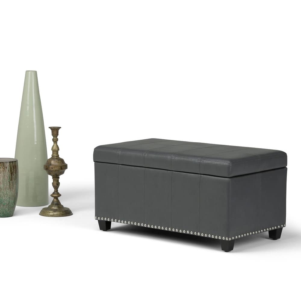 WYNDENHALL Megan 34 inch Wide Transitional Rectangle Storage Ottoman