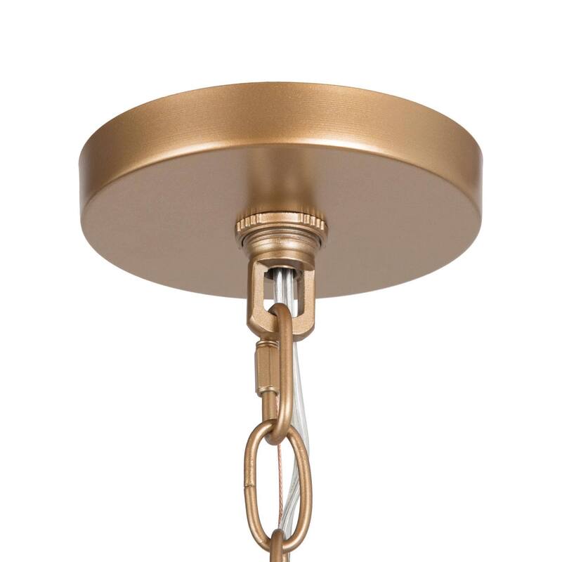 Modern 4-Light Gold Glass Chandelier Lantern Pendant Light for Dining Room - 14" L x 14" W x 19" H