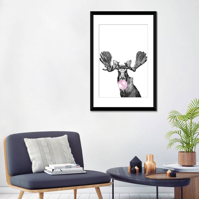 iCanvas "Bubble Gum Moose Black And White" by Big Nose Work