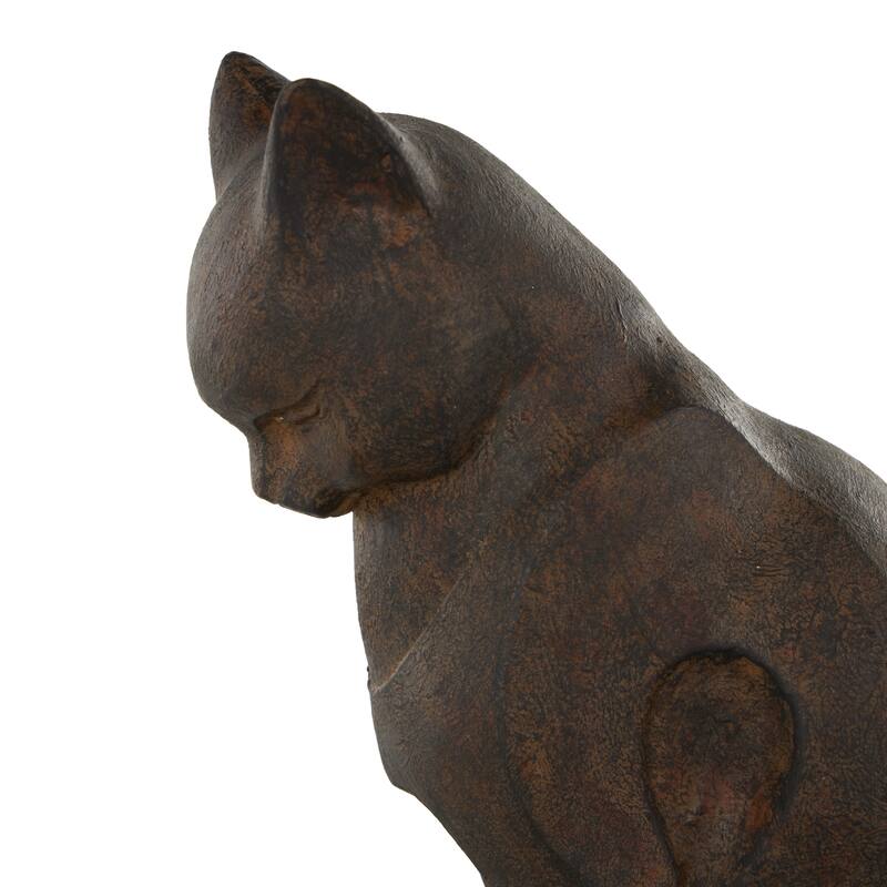 Resin Cat Frowning Bookends with Copper Accents - Set of 2 Dark Brown - Roche River Decor - 3"W x 5"L x 8"H