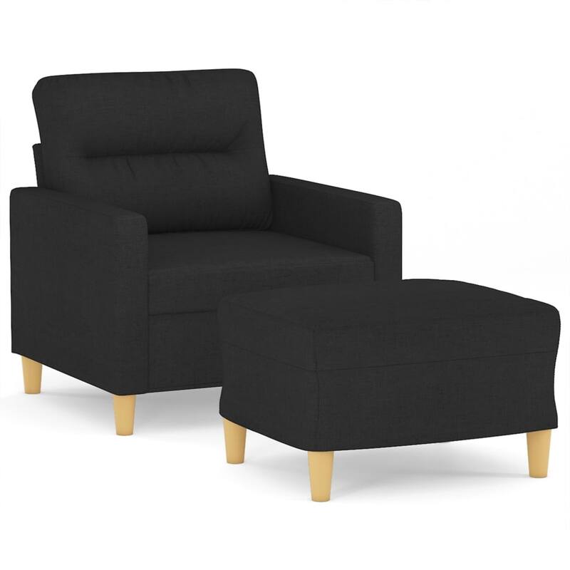 vidaXL Sofa Chair With Footstool Black Polyester, Metal, Plywood, Foam - 30.7 x 30.7 x 31.5 in