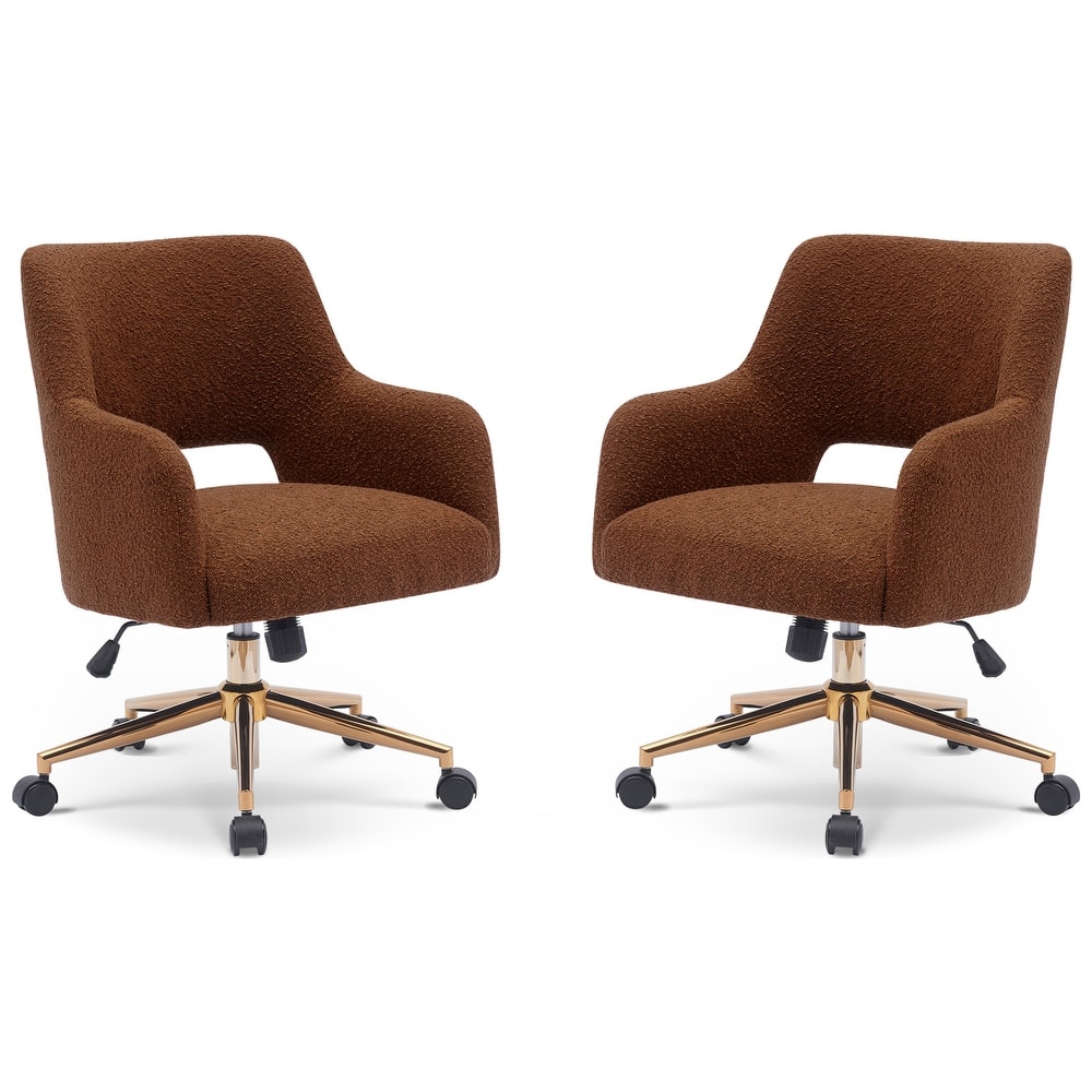 Boucle Upholstered Office/ Desk Chair - Swivel/ Adjustable Height (Set of 2)