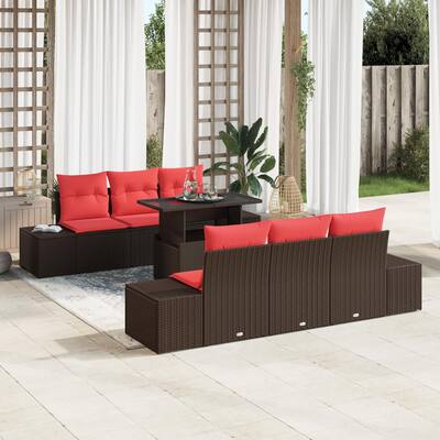 vidaXL 7 Piece Garden Sofa Set with Cushions - 94.1×24.4×27.2