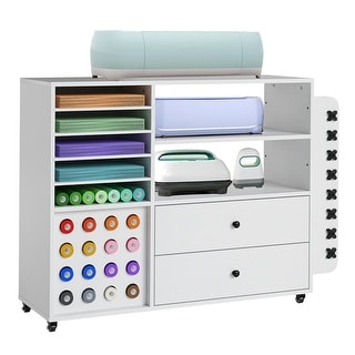 Rolling Craft Storage Cart With 2 Drawers & Lockable Wheels - 16.54x11.4x32.68 In, Organizer For Wrapping Paper, Paints, Supplies - View #12