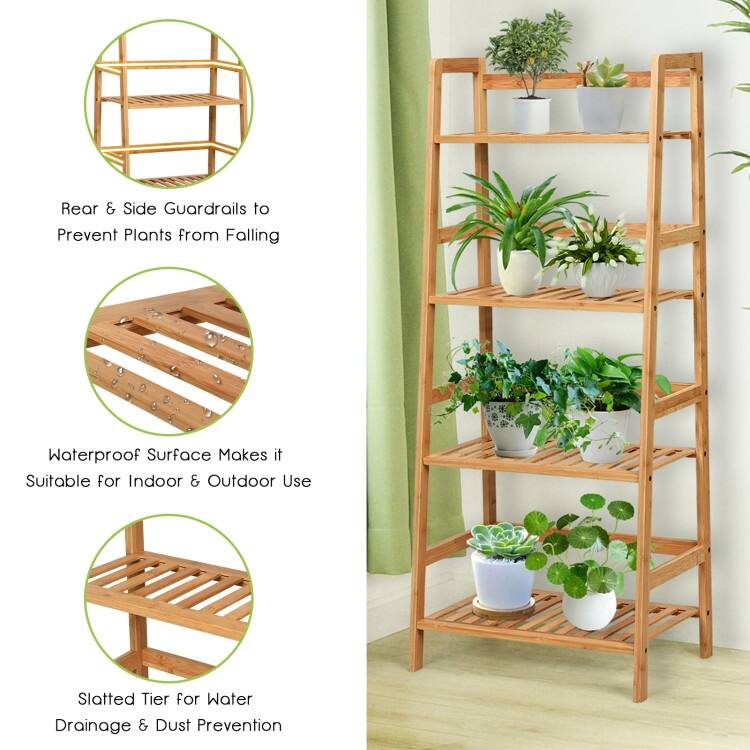 4-Tier Shelf with Guardrails for Living Room, Kitchen and Study Use - 19" x 12.5" x 45"