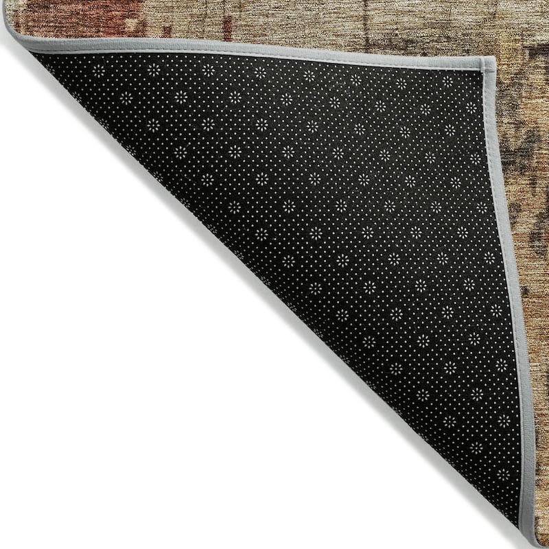 Machine Washable Indoor/ Outdoor Abstract Contemporary Chantille Rug