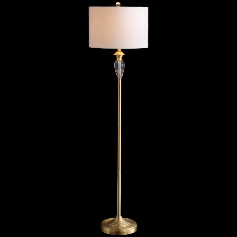 Adalyn 60" Crystal / Metal LED Floor Lamp, Brass Gold/Clear by JONATHAN Y - Brass Gold/Clear - 60" H x 15" W x 15" D