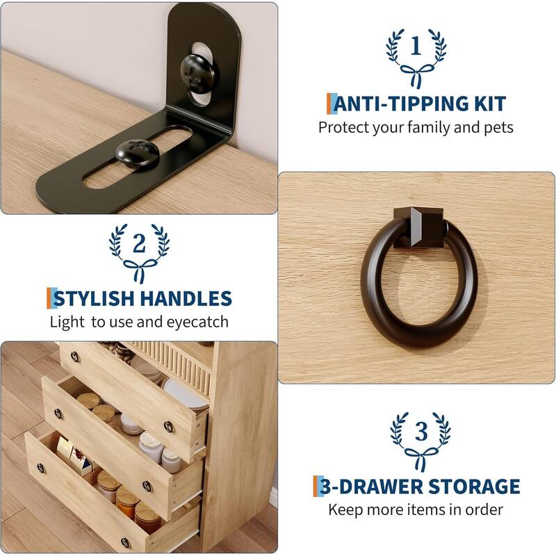 6 Tier Fluted Bookshelf Storage Drawers Bookcase for Living Room, Office, Bedroom