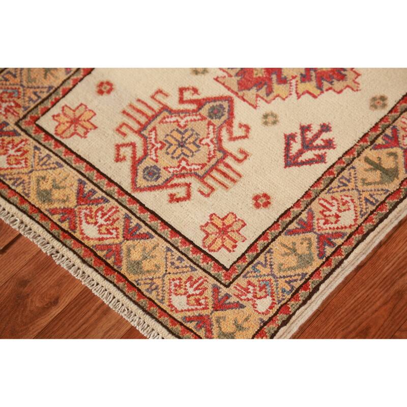 Traditional Kazak Oriental Foyer Rug Hand-Knotted Wool Carpet - 2'0"x 3'0"