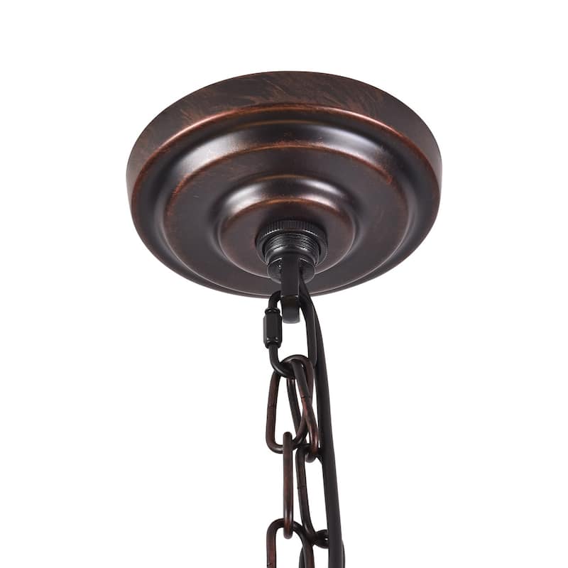 Vintage Farmhouse Red Bronze 3-Light Wood Bead Pendant