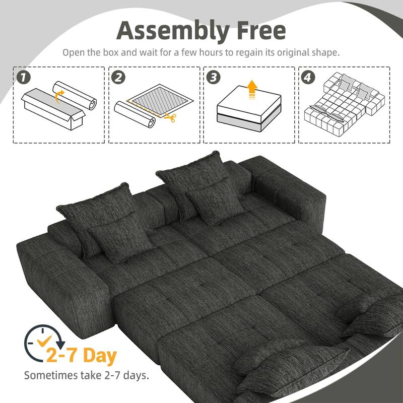 Oversized Modular Chenille 6-Seat Sectional Sofa with Cushions and 8 Pillows for Living Room