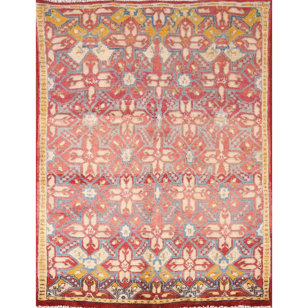 Geometric Tabriz Persian Vintage Area Rug Handmade Wool Carpet - 3'9"x 5'0"