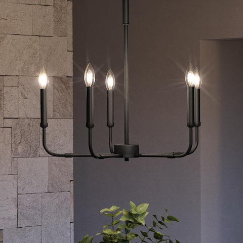 Luxury Modern Farmhouse Chandelier, 25.25"H x 24"W, with Transitional Style, Matte Black, BWQ3803 by Urban Ambiance