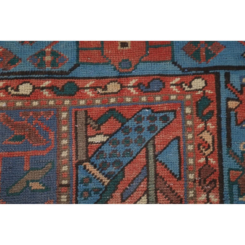 Garden Design Blue Bakhtiari Persian Vintage Rug Handmade Wool Carpet - 4'8"x 9'5"