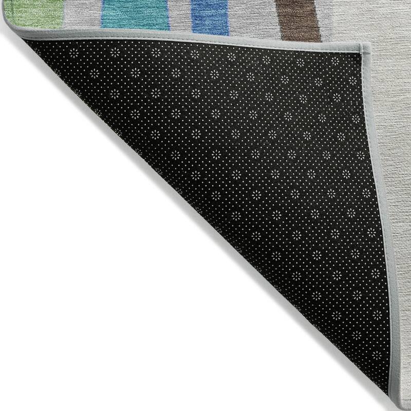 Machine Washable Indoor/Outdoor Modern Stripes Chantille Rug
