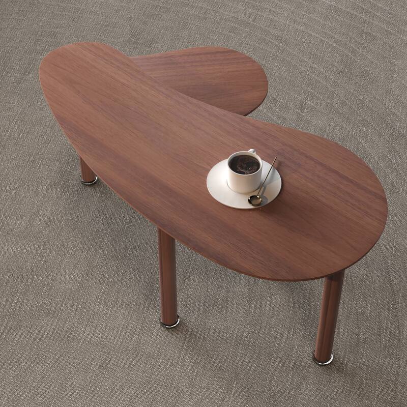GDFStudio - Eulalia 360 Degree Rotating Nesting Coffee Table Set with Solid Rubberwood Legs