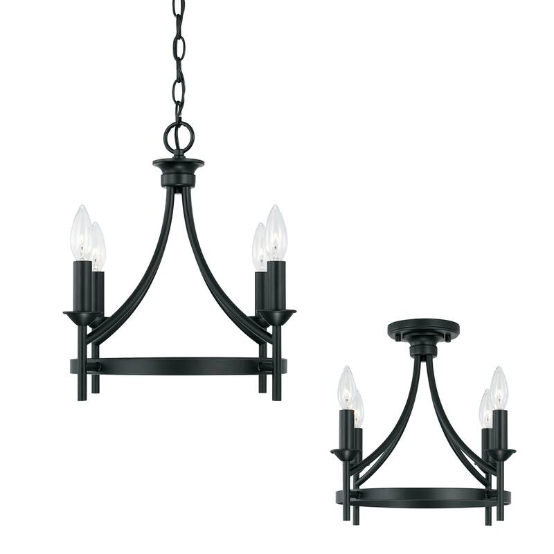 Peyton 4-light Matte Black Dual Mount Semi-Flush/ Pendant