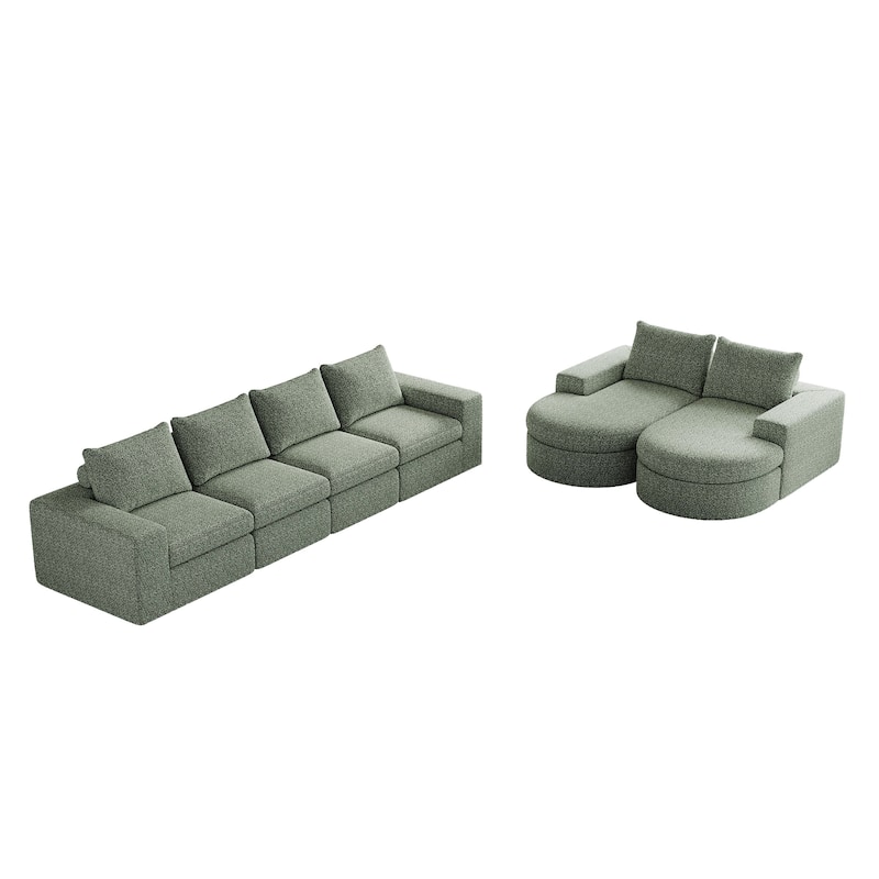 Roomfitters 99" Modern Chenille Cloud Curved Sectional Sofa with Chaise, L-Shaped Couch, for Living Room or Apartment