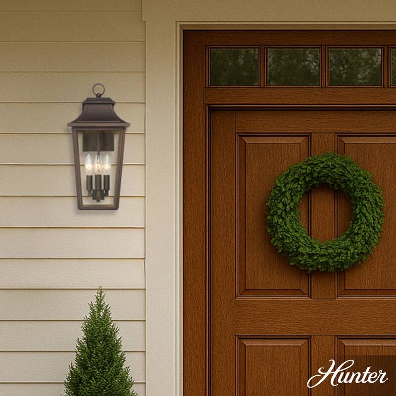 Hunter Spring Cove Outdoor Wall Light - Front Porch, Patio, Garage, Pergola - Traditional, Mission - Resists Corrosion! - 16.5" - Matte Bronze