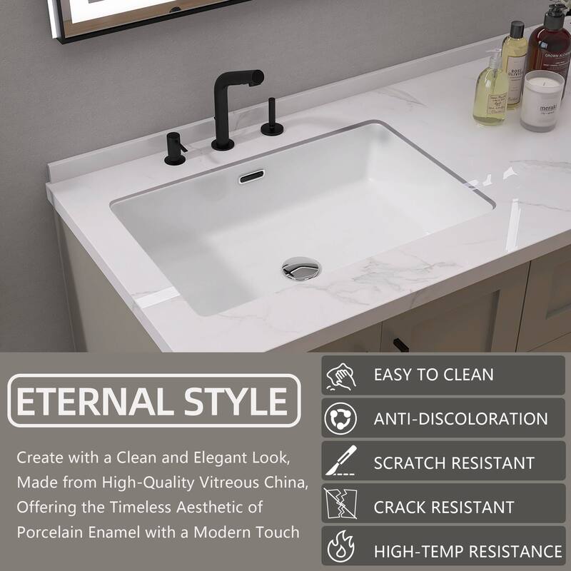 23 5/8" Vessel Sink Rectrangle Undermount Bathroom Sink With Overflow (2 Pack) - 24"Rectrangle Undermount Bathroom Sink(2 Pack)