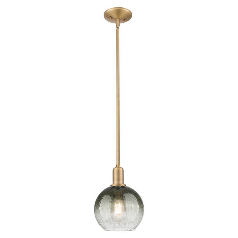 Innovations Lighting Downtown Urban - Brookhaven Globe - 1 Light 8" Stem Hung Mini Pendant - Brushed Brass/Slate Shade