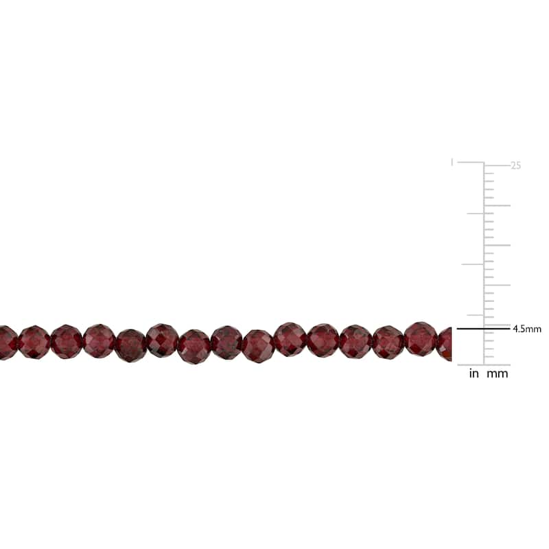 Miadora 16ct TGW Fancy-Cut Garnet Facetted Bead Necklace Yellow Silver-17+2 in.
