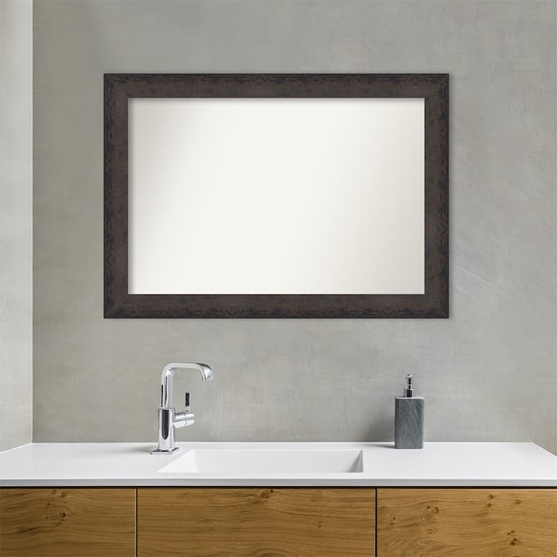 Dappled Non-Beveled Wood Framed Bathroom Vanity Wall Mirror