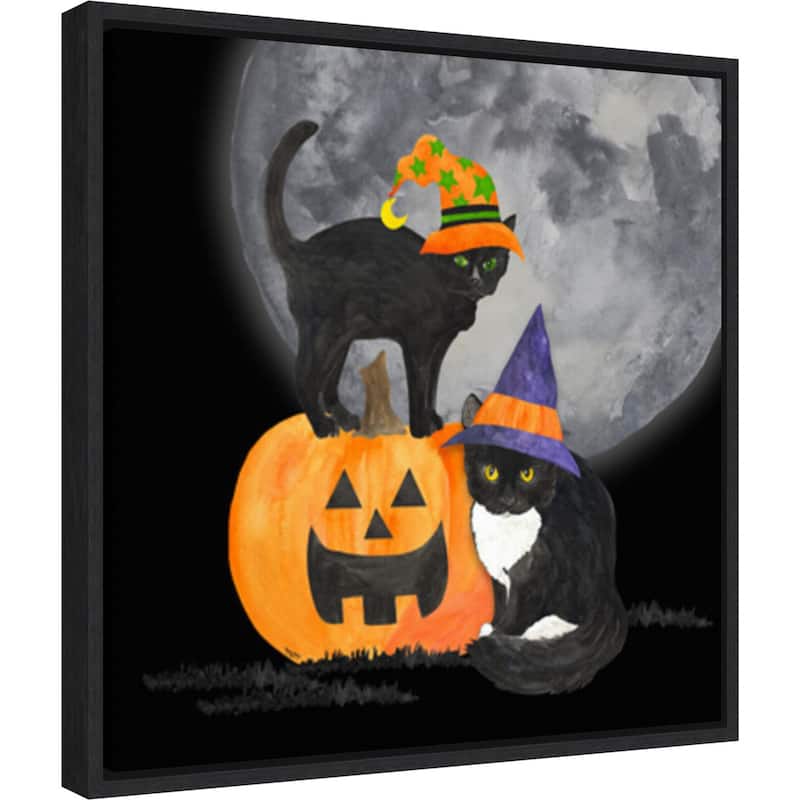 Fright Night Friends I-Black Cat by Tara Reed Canvas Art Framed - Sylvie Black