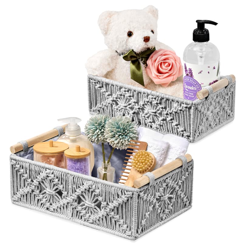 Sorbus Storage Wicker Baskets -Set of 2 - 12 x 8 x 4 in - Charcoal