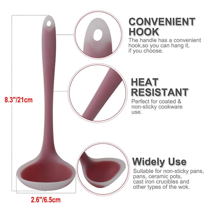 Silicone Soup Ladle Spoon 8.3 " Len Heat Resistant One Piece - 8.3" x 2.6"(L*W)