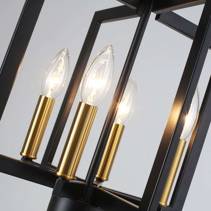 4-light Candle Style Square Chandelier for Bedroom Study