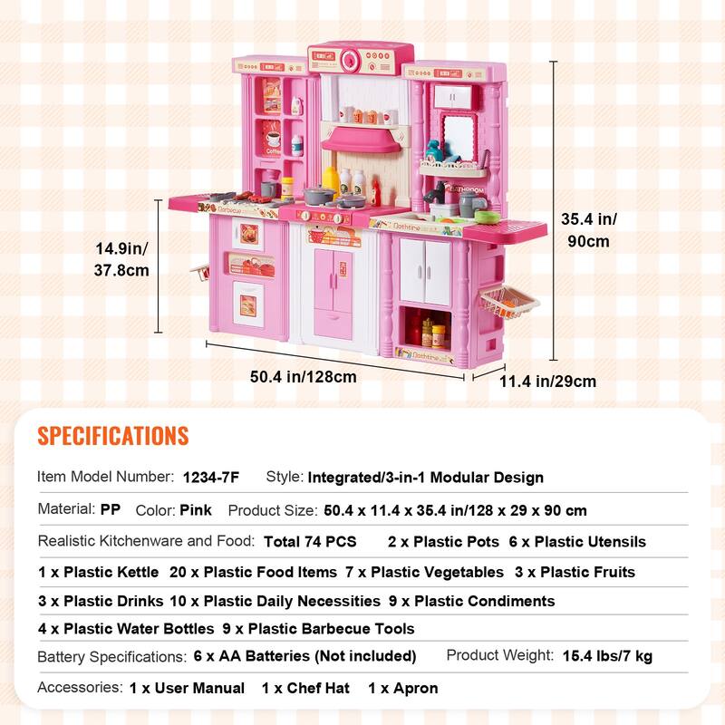 Kids Kitchen Playset, 3-in-1 Toddler Kitchen with Simulated Spray, Sounds and Lights, Play Kitchen Set