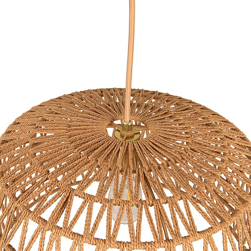 Open Weave Metal and Paper Rope Ceiling Light