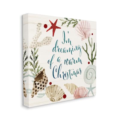 Stupell Industries Dreaming of Warm Christmas Nautical Beach Holiday Canvas Wall Art - Multi-Color