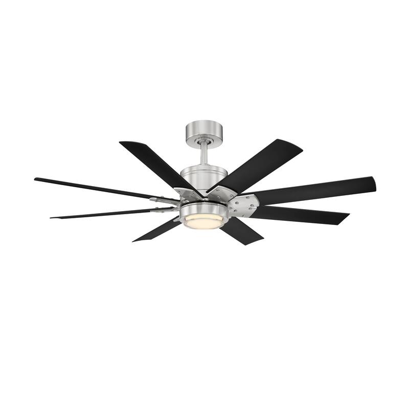 Renegade Indoor and Outdoor 8-Blade Smart Ceiling Fan 52in with 3000K LED Light Kit and Remote Control with Wall Cradle - 52 - Matte Black/Brushed Nickel