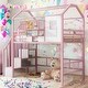 preview thumbnail 2 of 20, Metal Twin Loft Bed with Roof Design and Storage Box, Pink