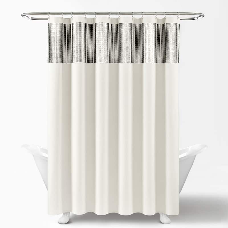 Lush Decor Stitched Woven Stripe Yarn Dyed Cotton Shower Curtain