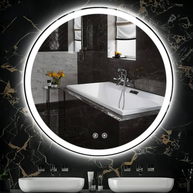 LED Lighted Dimmable Anti Fog Frameless Rounded Vanity Mirror - 40"