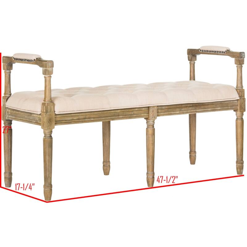 SAFAVIEH Nigjare Tufted Bench - 47.5" x 17.3" x 27" - 47.5" x 17.3" x 27" - 48Wx17Dx27H