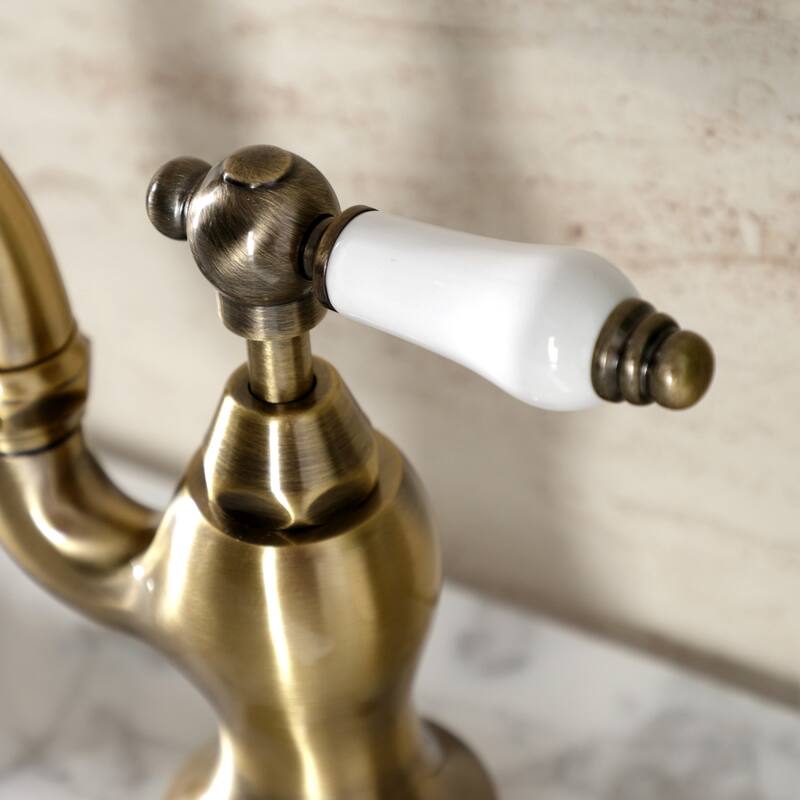 English Country Bridge Bathroom Faucet with Brass Pop-Up