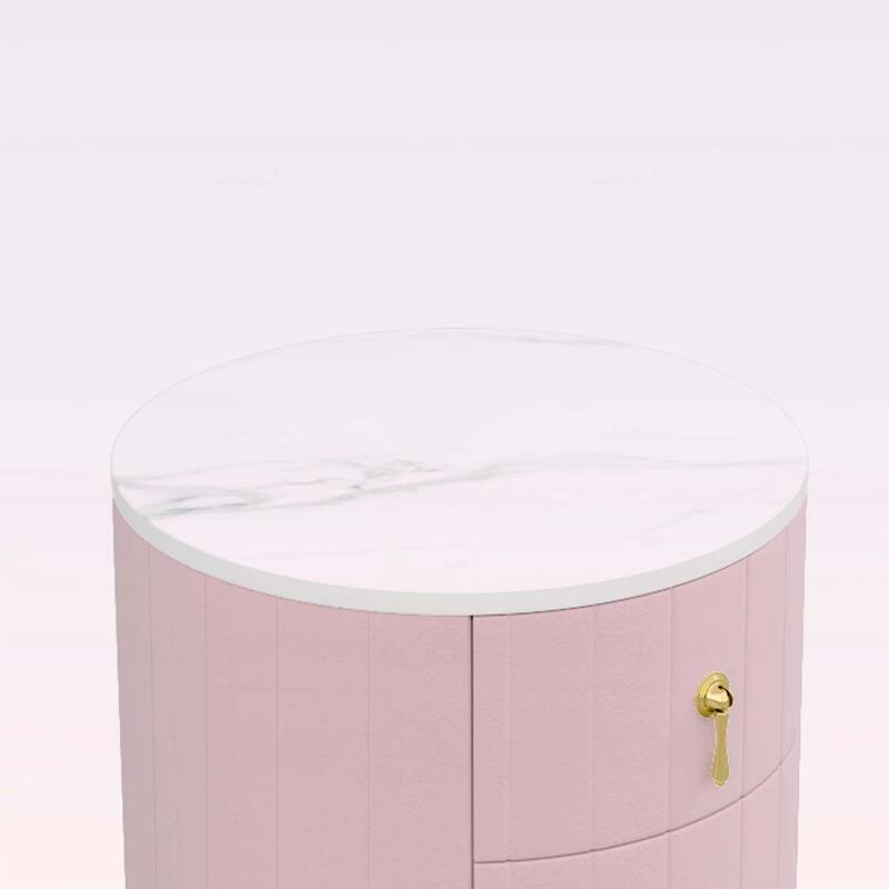Upholstered Nightstand with 3 Drawers,for Bedroom