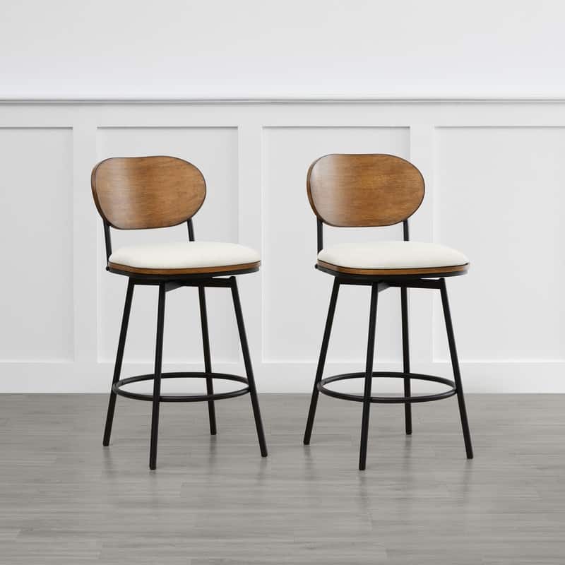 Spruce & Spring Megan Swivel Counter Bar Stool with Metal Legs
