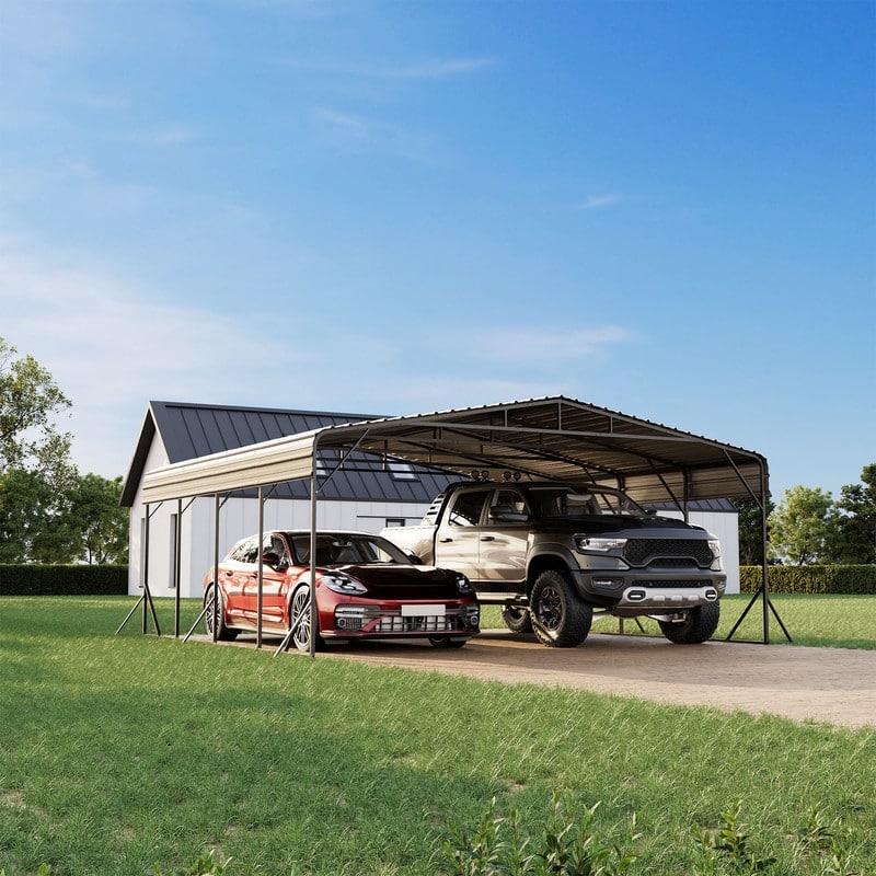 COSIEST 20x20ft Heavy-Duty Metal Carport, Outdoor Garage Car Shelter Canopy for SUV/Truck