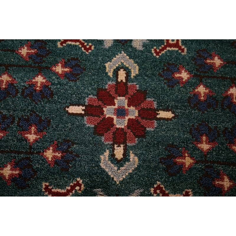 All-Over Green Kazak Oriental Runner Rug Handmade Wool Carpet - 2'6"x 9'11"