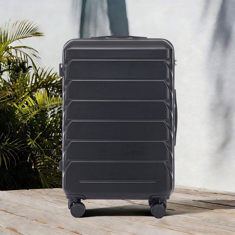 28 Inch Large Checked Luggage, Scratch Resistant Surface Four Multi-Directional Wheels, With Combination Lock and Side Hooks
