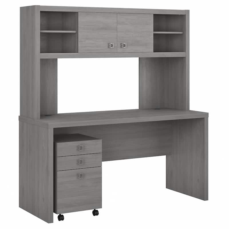 Echo Credenza Desk with Hutch and Drawers by Bush Business Furniture
