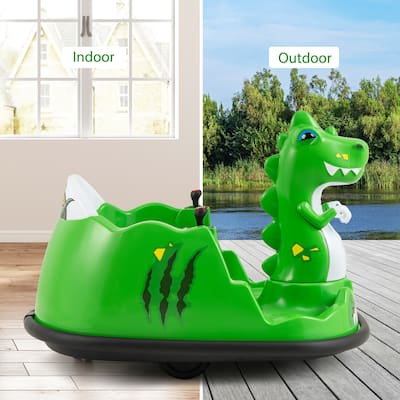 Green 12V Electric Ride-On Bumper Car for Kids 2-5 with Spray Lights Music and Remote Control - 31" × 23" × 22" (L × W × H)